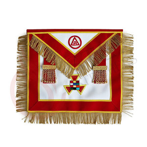 MASONIC MASTER MASON-delantal de cuero azul con flecos, bordado a mano - Product Image 6