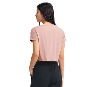 Camisetas de algodón de manga corta para mujer, tops de verano de color liso, camiseta corta con cuello redondo, ropa informal. - Product Image 2