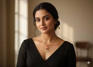 Export Quality High Gold Antique Pendant <b>Sets</b> 14cm & 7gm <b>Beads</b> Jewelry <b>Set</b> with Earring from Indian Supplier - Product Image 2