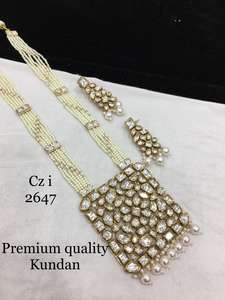 Classique Kundan Moissanite Collier et Boucles D'oreilles Ensemble Bijoux Intemporels pour Mariages Glamour Anniversaires Fêtes - Product Image 6