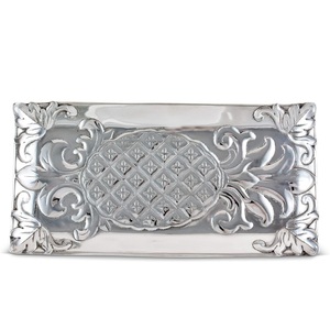 ถาดเงิน antiqued สับปะรดพื้นผิวเรืองแสงไม่มีตัวตนลวดลายมันดาลาแกะสลักด้วยมือและขอบลูกปัดที่ละเอียดอ่อนสำหรับตั้งโชว์แบบหรูหรา - Product Image 4
