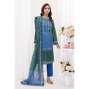 ชุดสูทผ้าลอนสีน้ำเงินสำหรับผู้หญิงแบบ 3 ชิ้น ยังไม่ได้เย็บติดกัน - Product Image 4