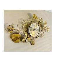 Jam Dinding Quartz Modern Art Deco Azora Industries Jarum Logam Antik Motif Daun Abstrak Geometris Dapat Disesuaikan untuk Ruang Tamu