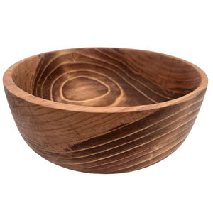 Tazón para Servir de Madera de Teca Maciza Hecho a Mano, Tazón Redondo Profundo para Ensaladas con un Patrón Único de Grano Rico, Natural y Ecológico para Servir en la Cocina - Product Image 1