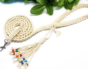 Correa de Macramé para Perro con Borla, Correa de Algodón Hecha a Mano, Correa Resistente y Ligera para Perros y Gatos - Product Image 4