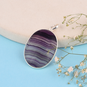 Colgante de Plata de Ley 925 con piedras preciosas de fluorita - Product Image 2