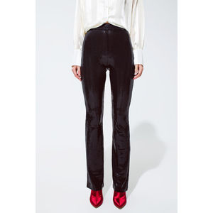 Leggings de sport noirs à sequins taille haute avec effet push-up, en tissu tricoté sans couture, extensible et fin, idéal pour la saison hivernale - Product Image 1