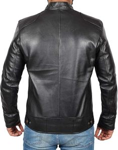 Blouson motard en cuir pour homme - Product Image 3