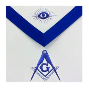 Delantal blanco masónico latón de alta calidad logotipo personalizado decoración con cuentas brújula cuadrada máquina bordada cinturón ajustable bolsillo - Product Image 1