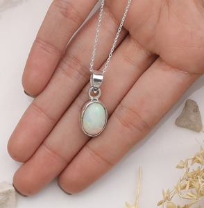 925 Solid Stone Wedding Gift Best Quality <b>Pendant</b> 925 Sterling Silver Handmade Gemstone <b>Opal</b> Spinner <b>Pendant</b> Jewelry - Product Image 2