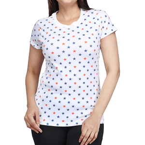Camiseta de media manga de gran tamaño con cuello redondo dividido gráfico personalizado con estampado de pantalla gráfico de tela 100% Camiseta de algodón para mujer - Product Image 2