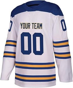 Jersey de hockey sobre hielo unisex, suéter deportivo cosidas con letras y números, ropa de práctica de poliéster 100% ecológica - Product Image 4