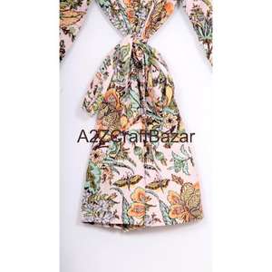 Kimono Corto Kantha Vintage Hecho a Mano, Bata de Lujo con Estampado Floral, Chaqueta Suave de Colcha India, Camisón de Otoño 100% Algodón - Product Image 6