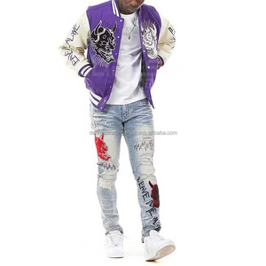 Servicio OEM disponible Chaqueta universitaria de manga larga personalizada de alta calidad para hombre Ropa informal Parches con logotipo Letra teñida lisa - Product Image 5
