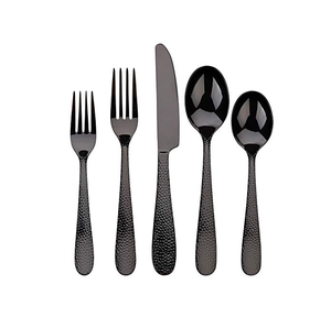 ชุดช้อนส้อมสแตนเลสเกรดอาหาร6ชิ้นช้อนเหล็กเคลือบเงาสีดำด้าน - Product Image 3