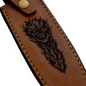 Couteau à lame fixe durable multi-usages avec logo gravé, étui en cuir pour le camping en plein air - Product Image 3