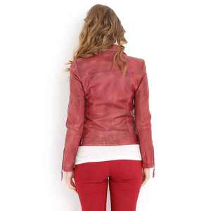 Personalizado Otoño Invierno motocicleta Zip Up chaqueta de cuero a prueba de viento mujeres PU cuero de talla grande señoras abrigo de cuero - Product Image 2