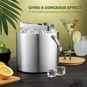 Secchiello per Ghiaccio di Lusso da 3L in Acciaio Inox a Doppia Parete con Coperchio e Pinza per Ghiaccio, Accessori per Bar e Feste - Product Image 2