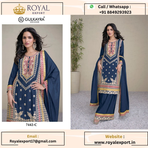 Lancement d'une nouvelle collection exclusive de costumes Eid Design Real Chinon à Surat Gujarat - Product Image 4