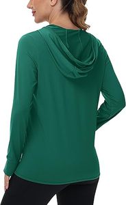 Veste à capuche de sport tendance pour femmes, 100% polyester, tissu tricoté respirant, protection UV UPF 50+, pour la salle de sport, le yoga, l'extérieur - Product Image 2