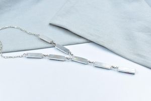 Hecho a mano algodón caramelo turquesa Lariat collar plata esterlina cadena ajustable - Product Image 4