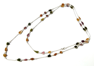 Collier en chaîne serpent avec perles de tourmaline naturelle brute pour femmes, argent sterling 925, cadeau de mariage, bijoux - Product Image 5