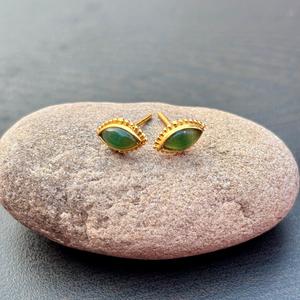 Vente en gros de boucles d'oreilles en onyx vert naturel bijoux en argent sterling 925 pour femmes bijoux de mode en laiton plaqué or - Product Image 3