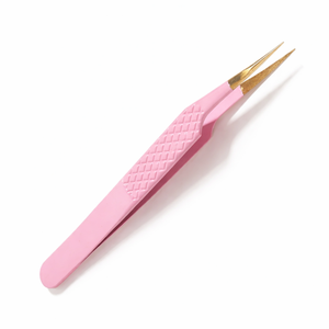 Pinzas para Pestañas Rosadas MANAN INSTRUMENTS Premium, Acero Inoxidable Dorado, Punta de Precisión Suave, Herramienta de Aislamiento de Cejas, Calidad de Salón - Product Image 1