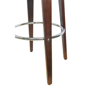 Taburete de Bar Contemporáneo sin Respaldo, de Madera, con Cojín Acolchado y Anillo de Apoyo para los Pies de Metal, en PU Negro, para Bar, Club o Cocina - Product Image 6