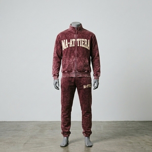Men's Burgundy Maroon Acid Wash <b>Zip</b> <b>Up</b> Tracksuit Set Embroidered <b>Jacket</b> Jogger Pants Streetwear Sportswear Activewear Casual Out - Product Image 2