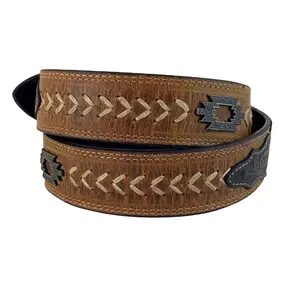 Superior Quality belts Western Cowboy Genuine Leather Belt With Whip stitched And Hand Tooled Work Manufacturer and Wholesaler