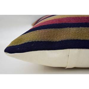 Multicolor Kilim Striped Wool Pillow 16x24 Inch Luxury Decorative Accent Cushion Woven Vintage Fluffy Pattern <b>18x18</b> Size - Product Image 4