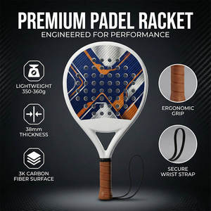 Raquette de paddle-tennis en fibre de carbone 12k 18k 24k, noyau en mousse EVA Memory Flex, logo personnalisé, forme diamant 16x19 - Product Image 6