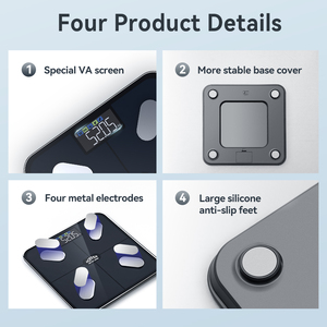 Smart <b>Electronic</b> Bathroom Floor Scales Digital Body Fat Bmi Scale With Va Screen Lcd Display Bluetooth Function <b>Glass</b> Material - Product Image 5