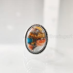 Bague femme huître naturelle cuivre Turquoise pierre précieuse décembre pierre de naissance Simple bande bijoux faits à la main 925 bague en argent Sterling - Product Image 4