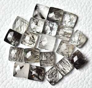 Rutilo negro corte facetado forma cuadrada piedra preciosa suelta mayorista de pedidos a granel de alta calidad Rutilo negro corte facetado forma cuadrada - Product Image 1