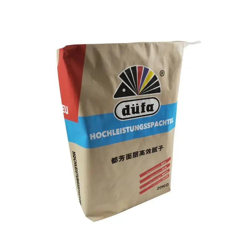 Brown Kraft Paper Color 50Kg Empty Cement Bag In Pp Woven Coated Fabric With Customized Logo Print Valve Mouth Paper Bag