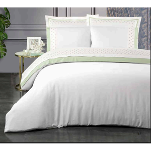 Parure de lit de luxe 6 pièces King Size en satin de coton XL, comprenant housse de couette, drap-housse et taies d'oreiller, motif uni, satiné et surpiqué - Product Image 6