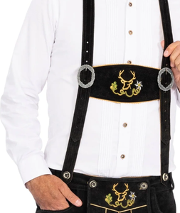 Pantalon bavarois allemand de vache fendu conçu sur mesure pour hommes Short décontracté en tissu noir Oktoberfest Lederhosen taille moyenne - Product Image 6