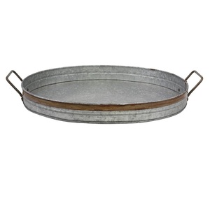 Bandeja de servicio de metal galvanizado de aspecto vintage oxidado para fiestas de boda de restaurante Bar Hotel de granja - Product Image 4