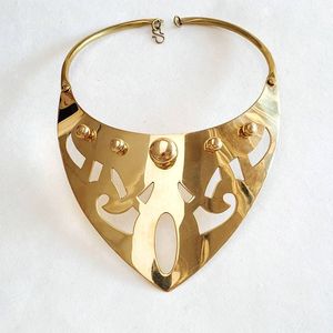 Gargantilla de latón de Color dorado, collar para joyería nupcial, gargantilla de latón inspirada en el arte bribal para apariencia cultural - Product Image 6