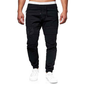 Pantalones de chándal deportivos de gran tamaño para hombre, ropa de calle elegante de Color sólido, Jogger, logotipo personalizado, tela de lona, bolsillos para pantalones Cargo - Product Image 3