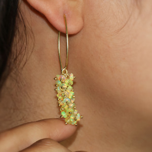 925 argent Sterling or jaune rempli pierre de naissance bijoux naturel jaune opale français crochet perlé grappe boucle d'oreille pour cadeau de fête - Product Image 3