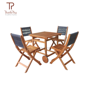 Ensemble complet de meubles de jardin d'extérieur en corde de style bois, tables et chaises, pièces pour salon, hôtel, restaurant, villa - Product Image 1