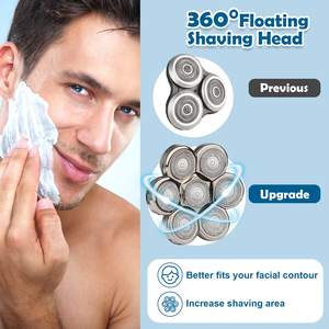 Cabezal de Repuesto 3 en 1 para Afeitadora Eléctrica, 7 Cabezales Giratorios Plateados para Afeitar la Cabeza, Barba y Cabello - Product Image 3
