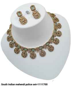 INDIAN TRADITIONAL and FASHIONABLE COPPER JEWELLERY BRIDAL WEDDING JEWELLERY <b>SET</b> <b>for</b> <b>WOMEN</b> EARRINGS and NECKLACE <b>SET</b> - Product Image 5