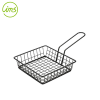 Cesta Rectangular Negra de Alambre de Hierro Resistente al Calor para Servir Pollo Frito con Asa, Venta al por Mayor