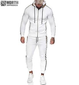 Fabricante de ropa deportiva Regular Fit Hoodies Jogger Set de manga larga con cremallera completa Chándales de entrenamiento de invierno para hombres Vintage 100% - Product Image 2