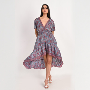 ซื้อชุดปาร์ตี้ด้านหน้าสั้นชุดเดรสผ้าไหมส่าหรีด้านหลังยาวเหมาะสำหรับกิจกรรมฤดูร้อน - Product Image 4