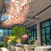 Lustre contemporain créatif à hauteur réglable, grand et long, pour hôtel et restaurant, couleur personnalisée, verre cristal, LED